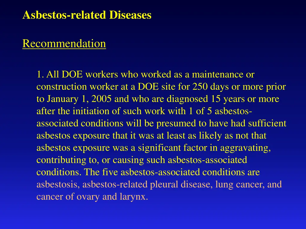 asbestos related diseases