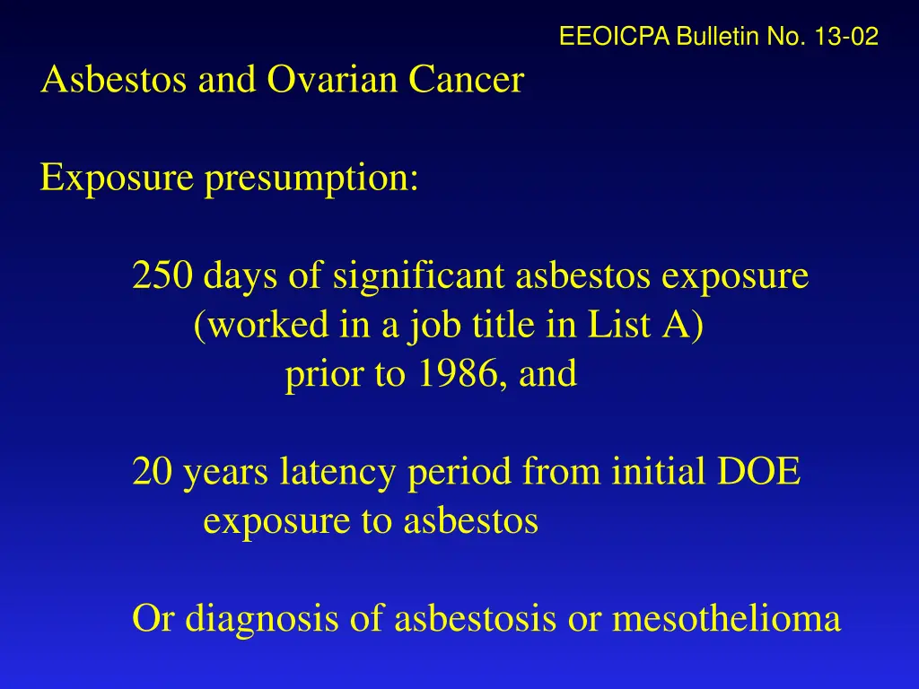 eeoicpa bulletin no 13 02