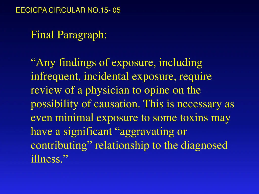 eeoicpa circular no 15 05 5