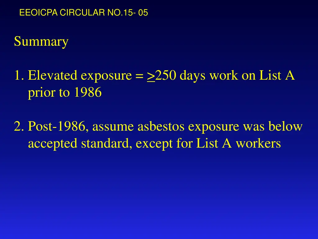 eeoicpa circular no 15 05 6