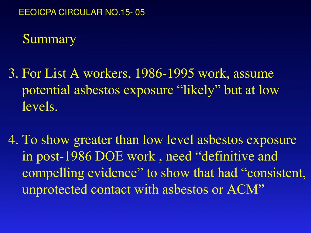 eeoicpa circular no 15 05 7