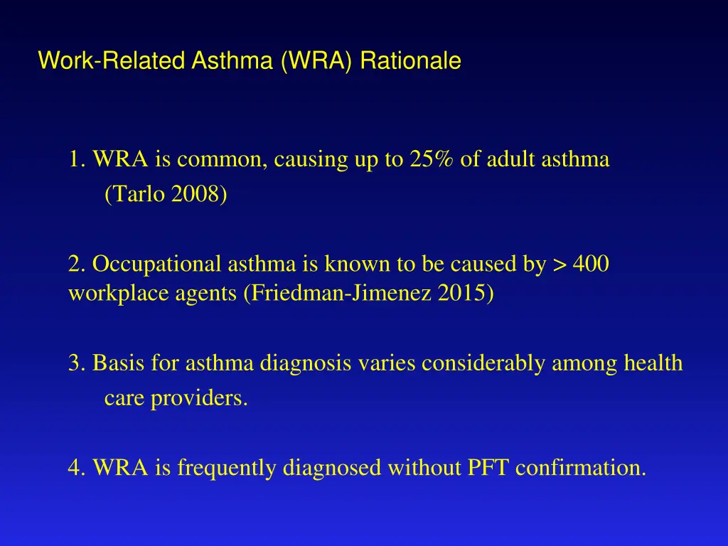 work related asthma wra rationale