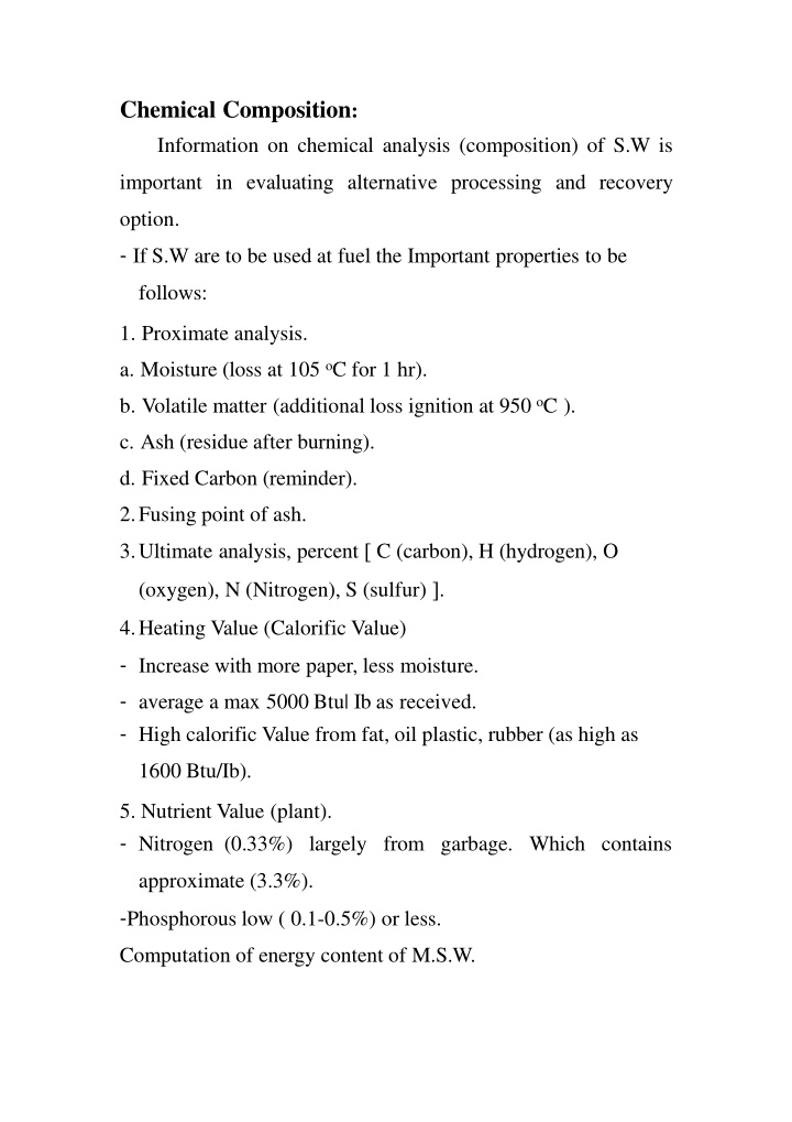 chemical composition information on chemical