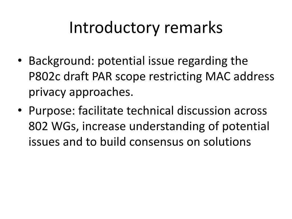 introductory remarks