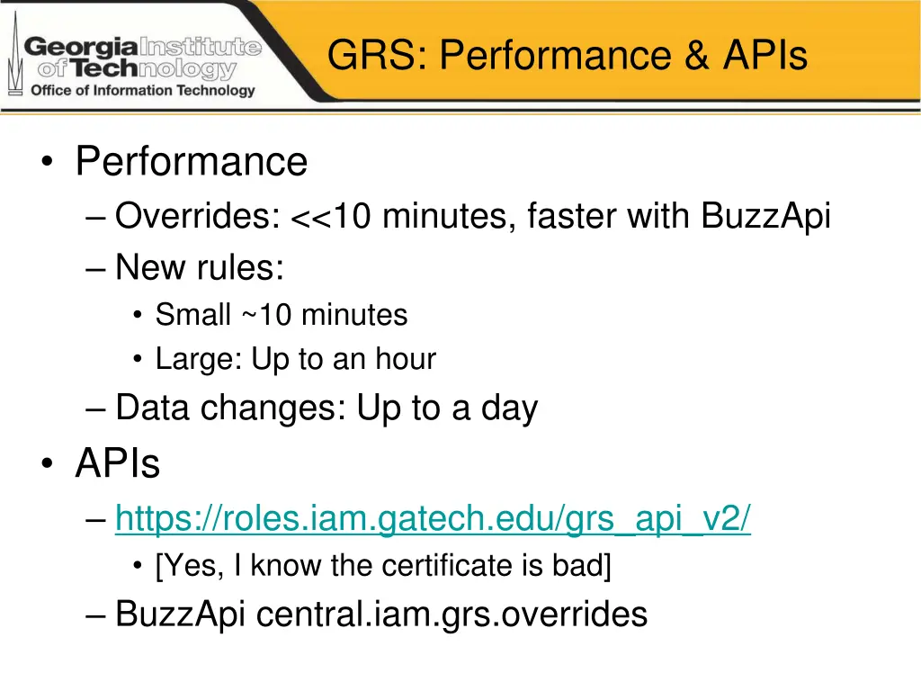 grs performance apis