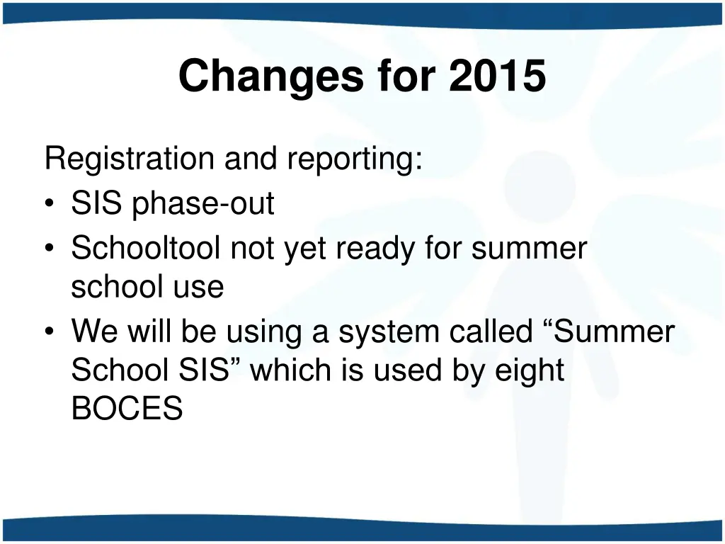 changes for 2015