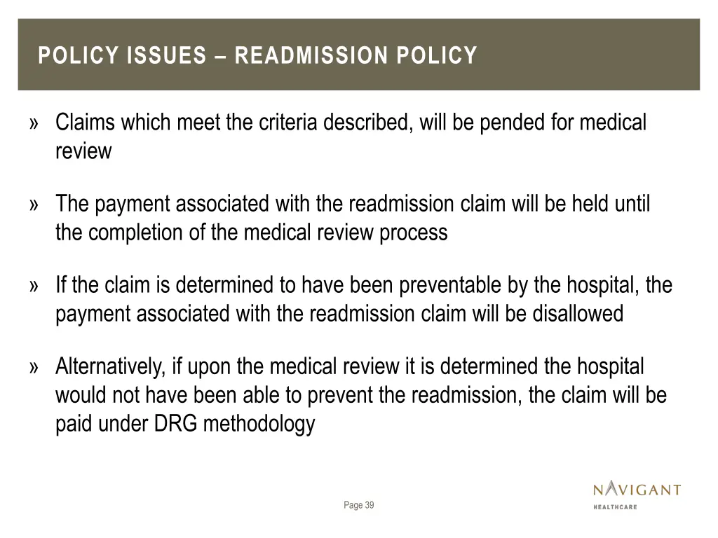 policy issues readmission policy 1