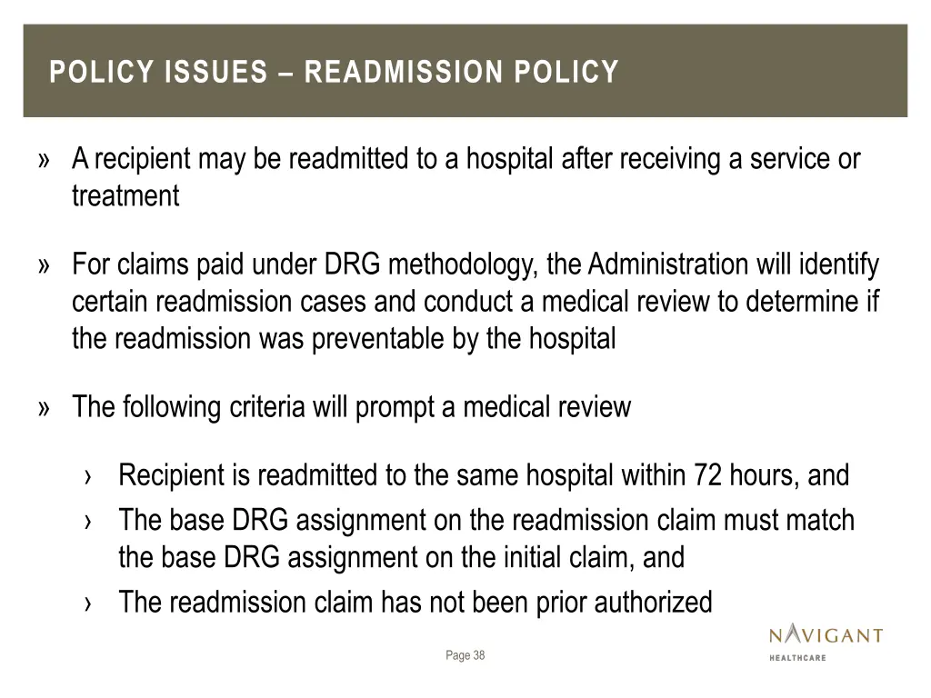 policy issues readmission policy