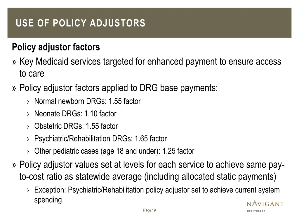 use of policy adjustors