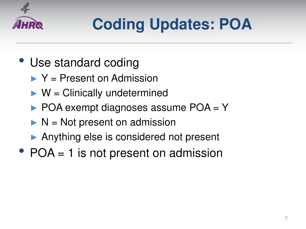 coding updates poa