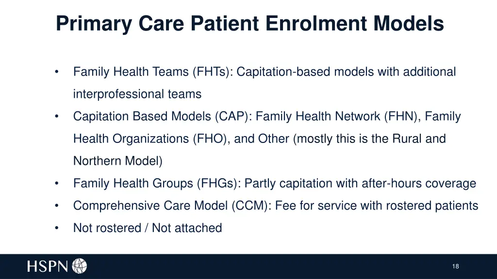 primary care patient enrolment models