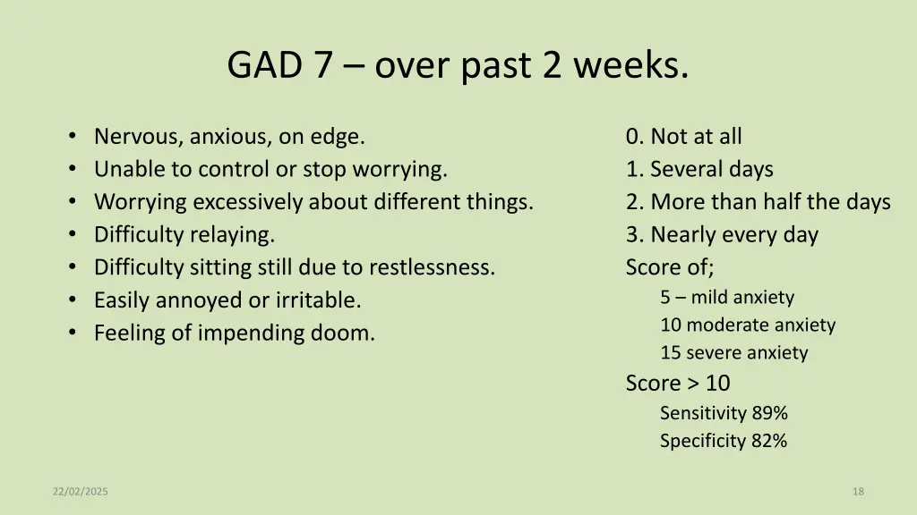 gad 7 over past 2 weeks