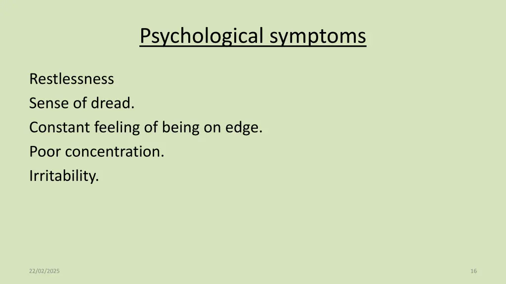 psychological symptoms