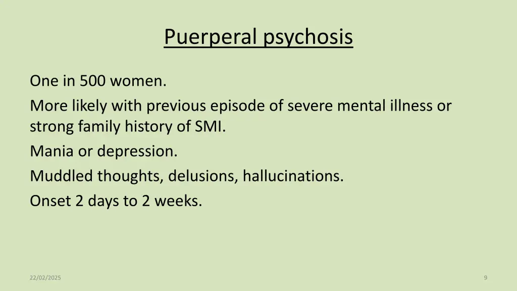 puerperal psychosis