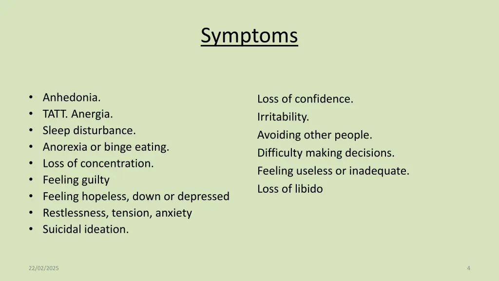 symptoms