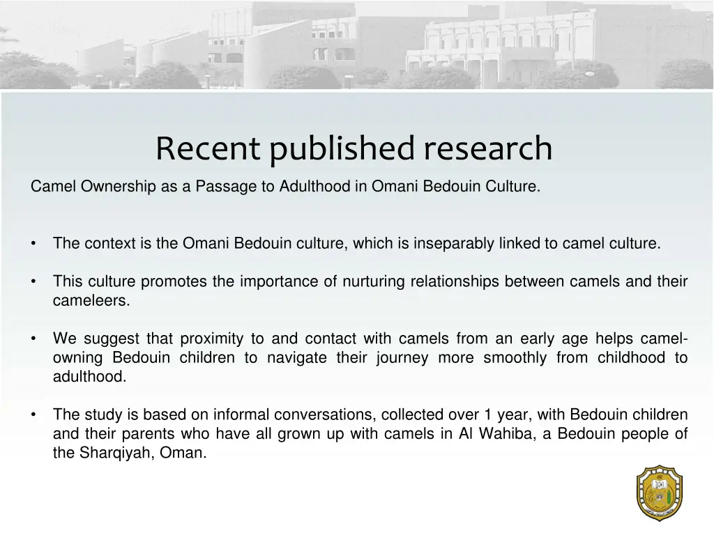 recent published research camel ownership