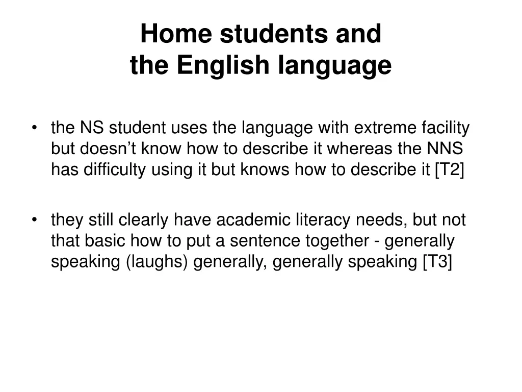 home students and the english language