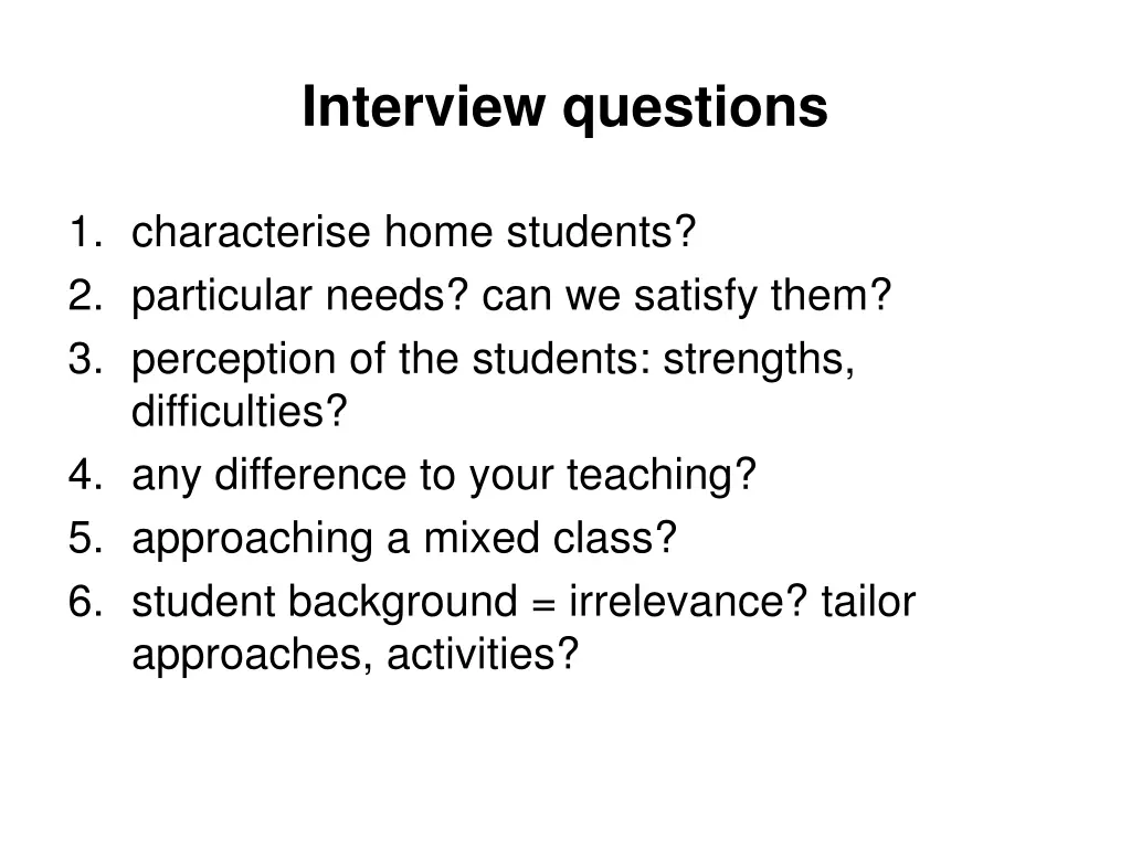 interview questions