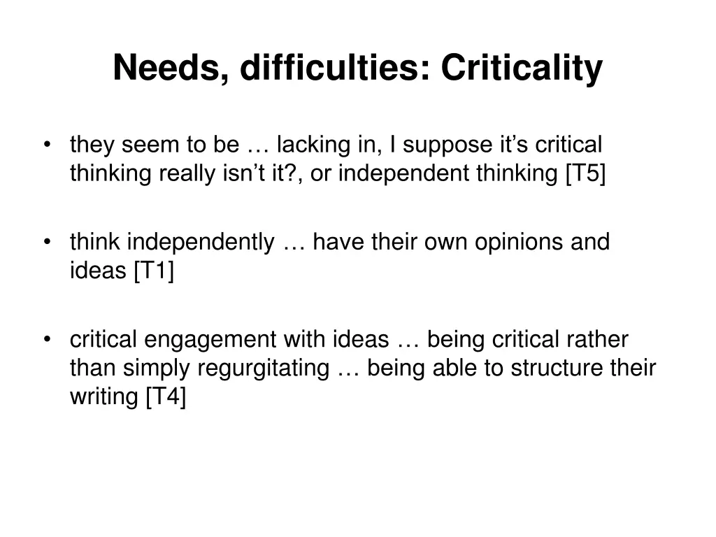 needs difficulties criticality