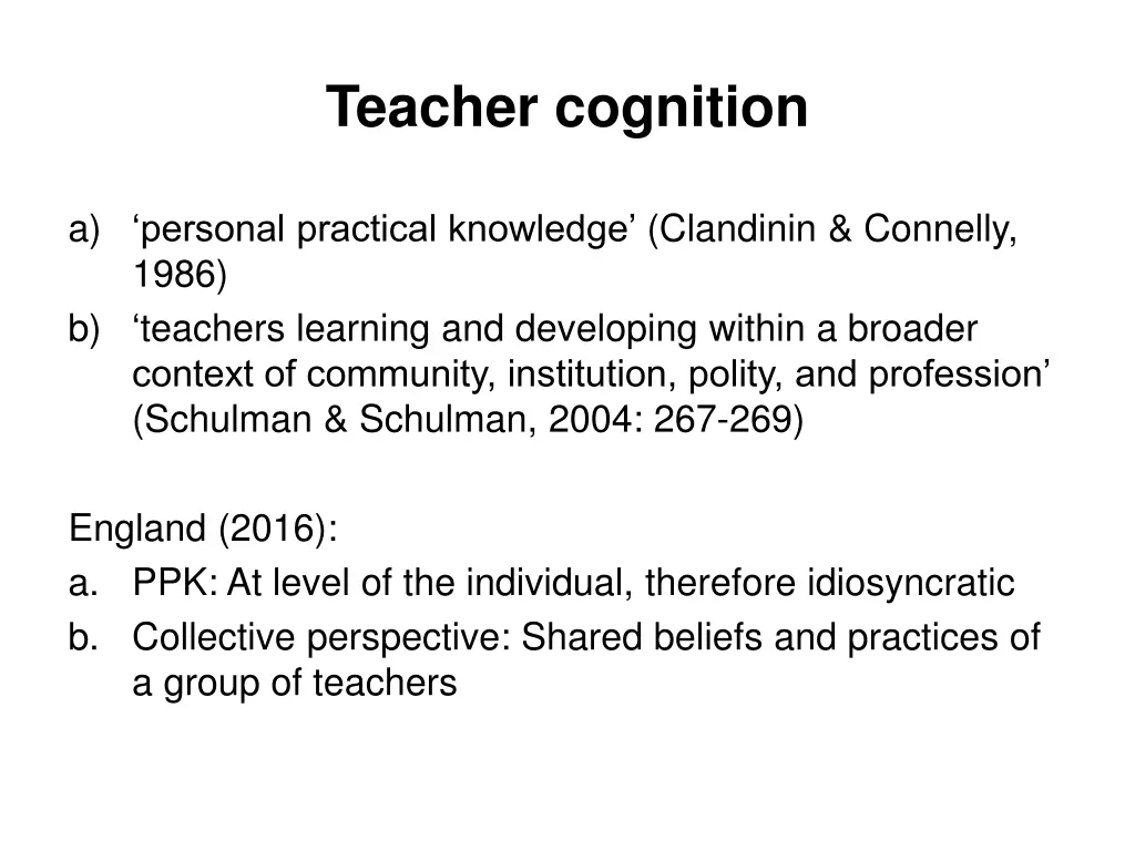 teacher cognition