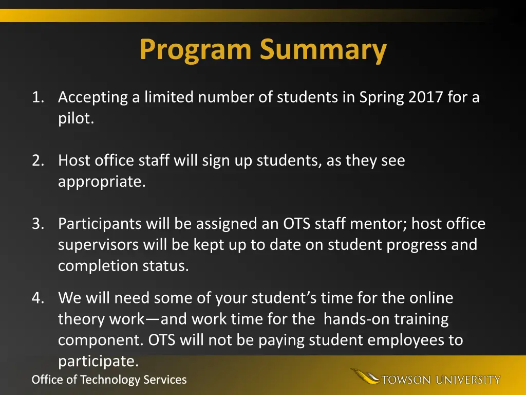 program summary