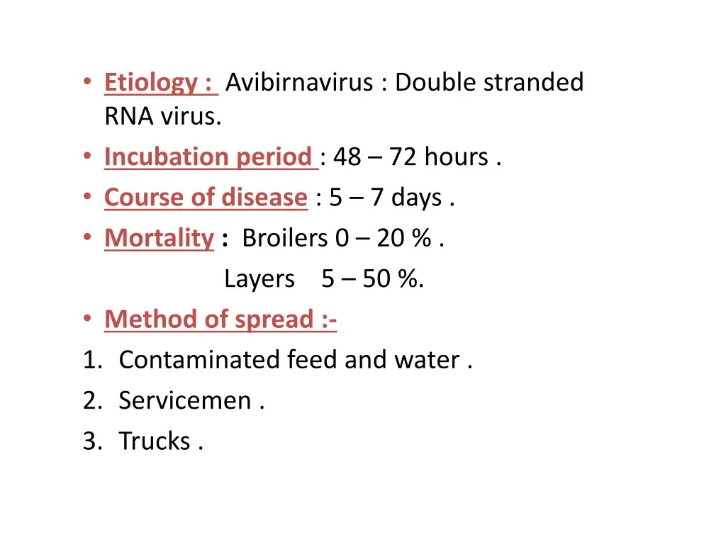 etiology avibirnavirus double stranded rna virus
