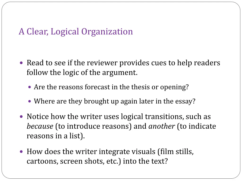 a clear logical organization