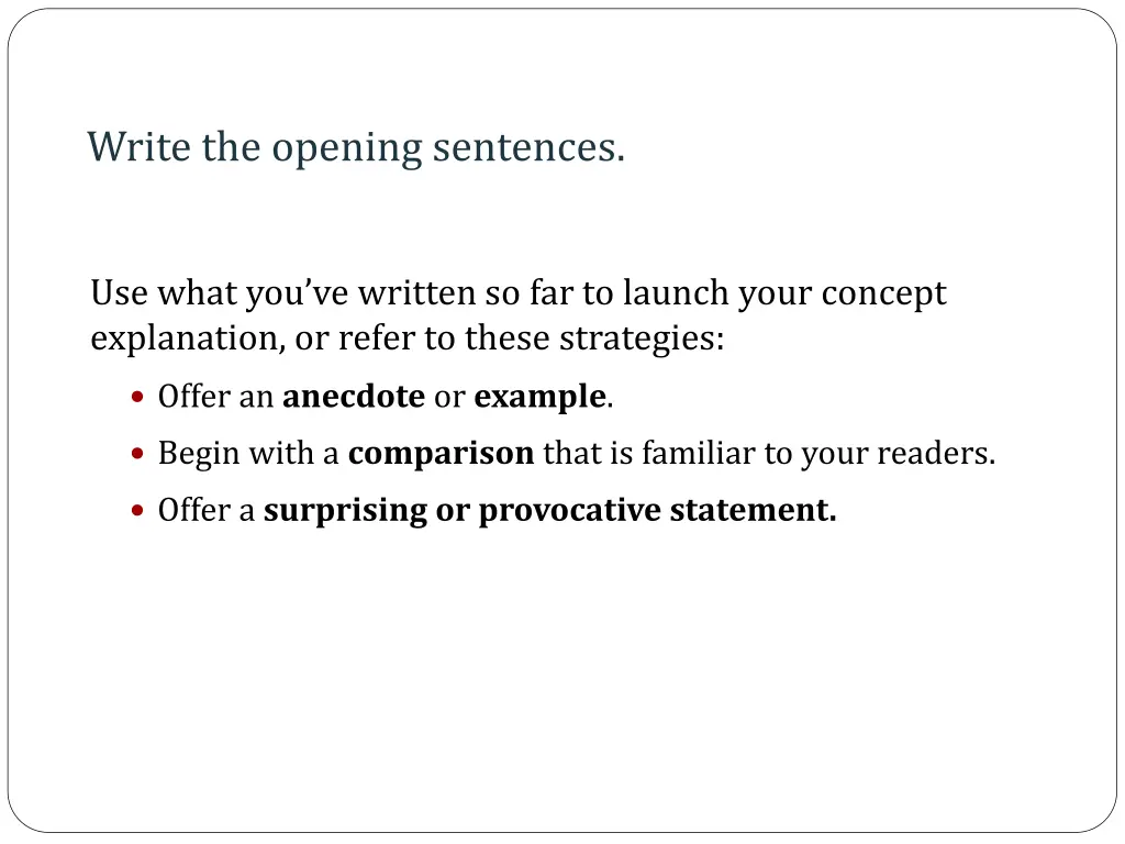 write the opening sentences