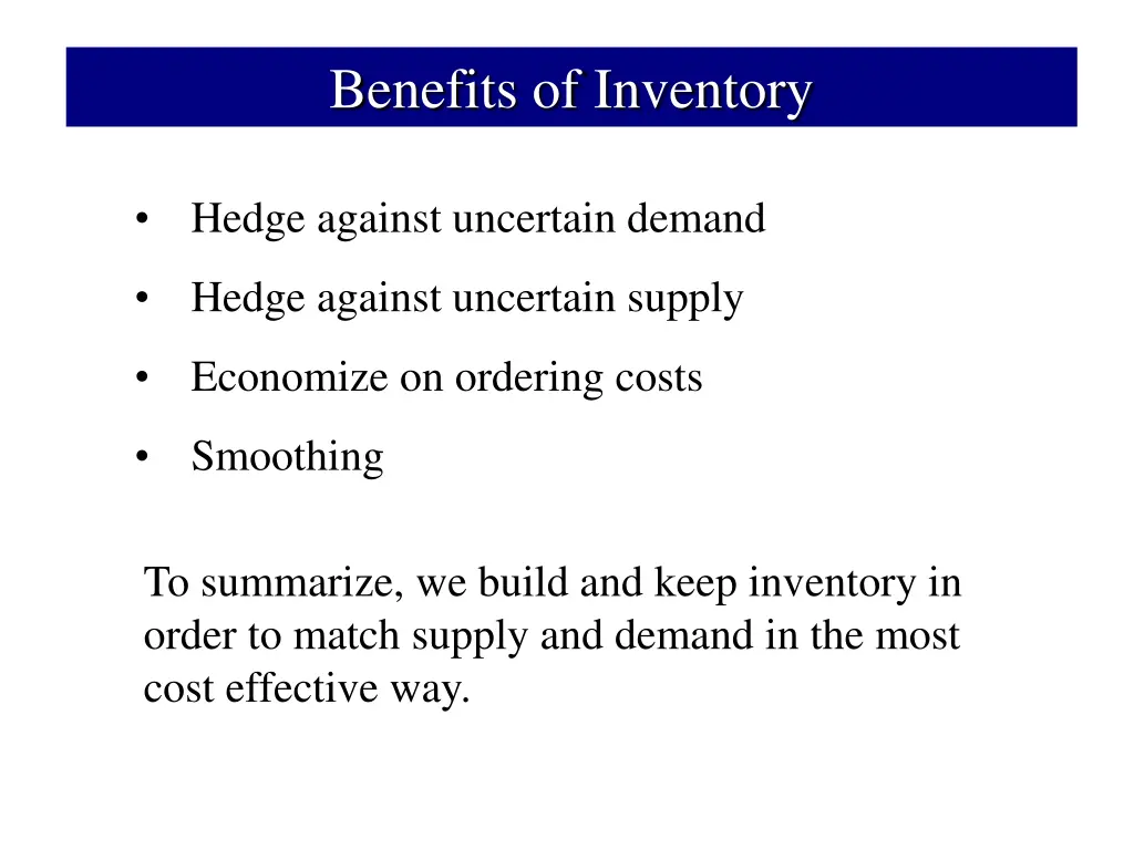 benefits of inventory