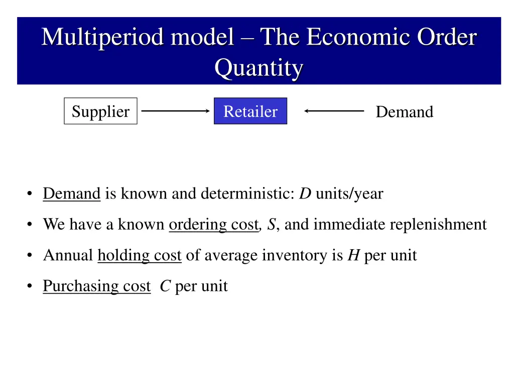 multiperiod model the economic order quantity