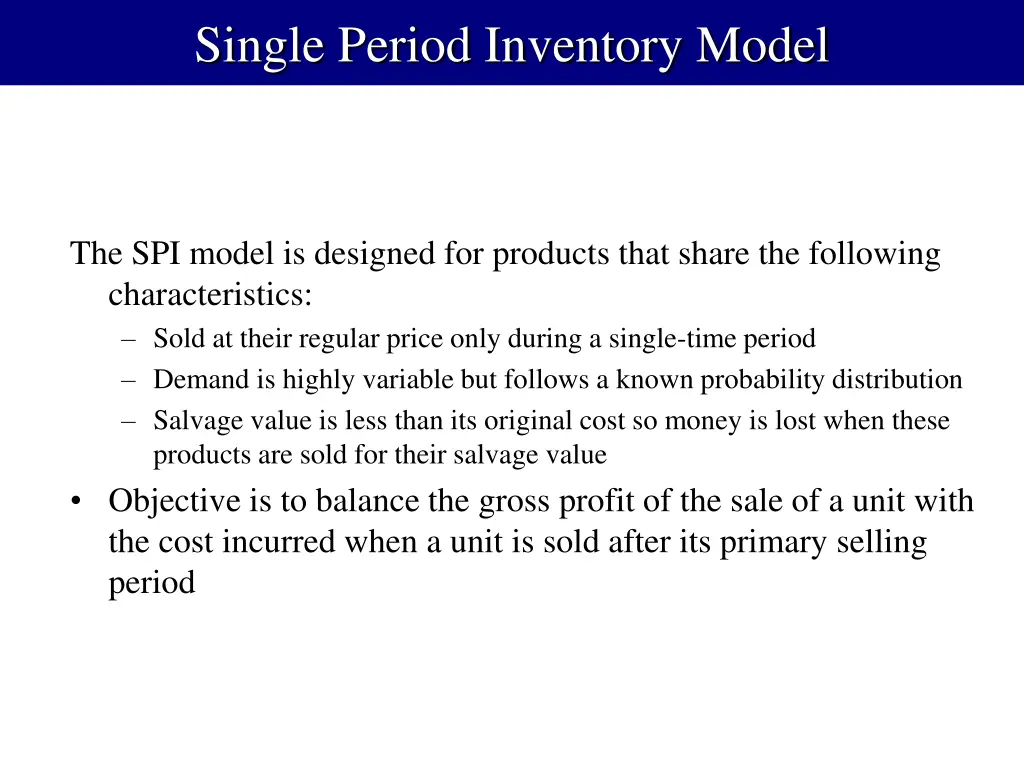 single period inventory model