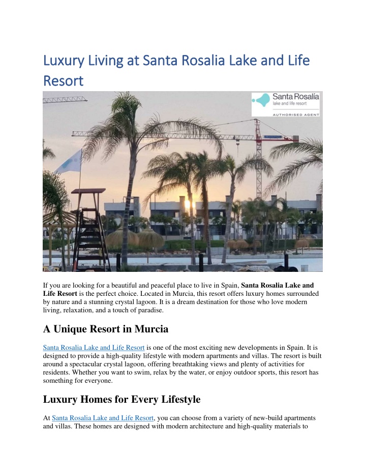 luxury living at santa rosalia lake and life