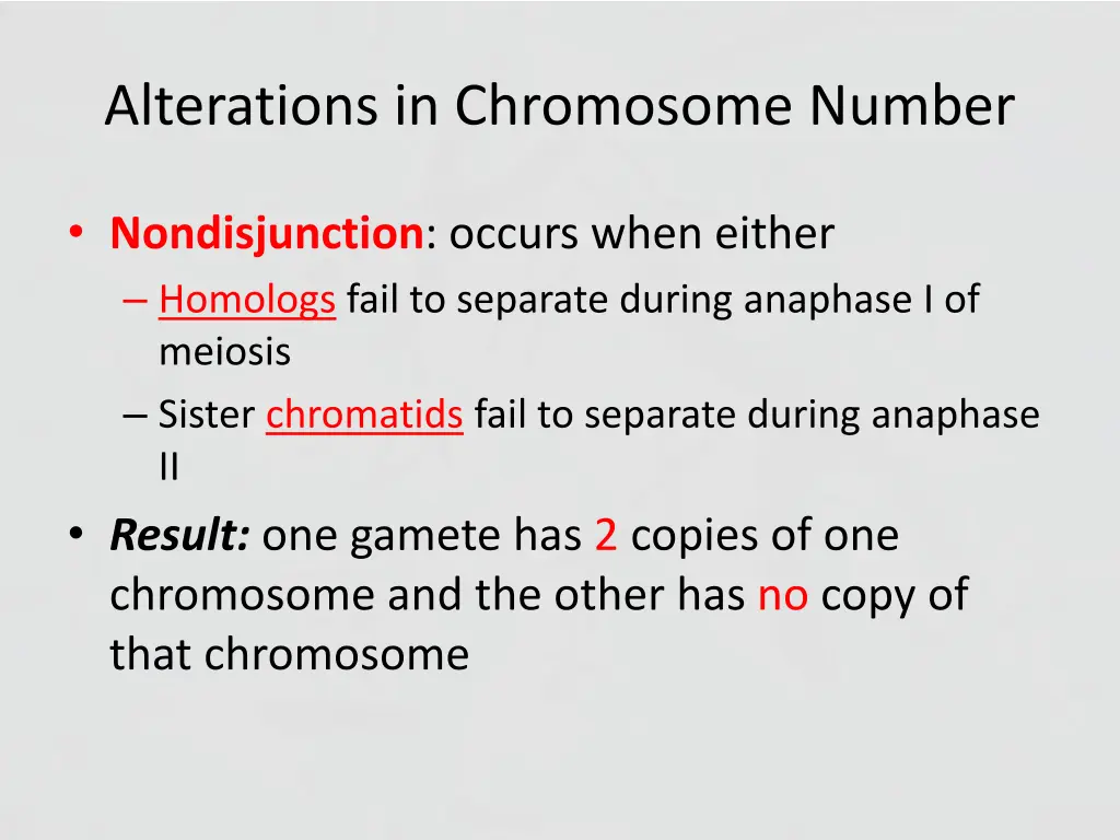 alterations in chromosome number 1