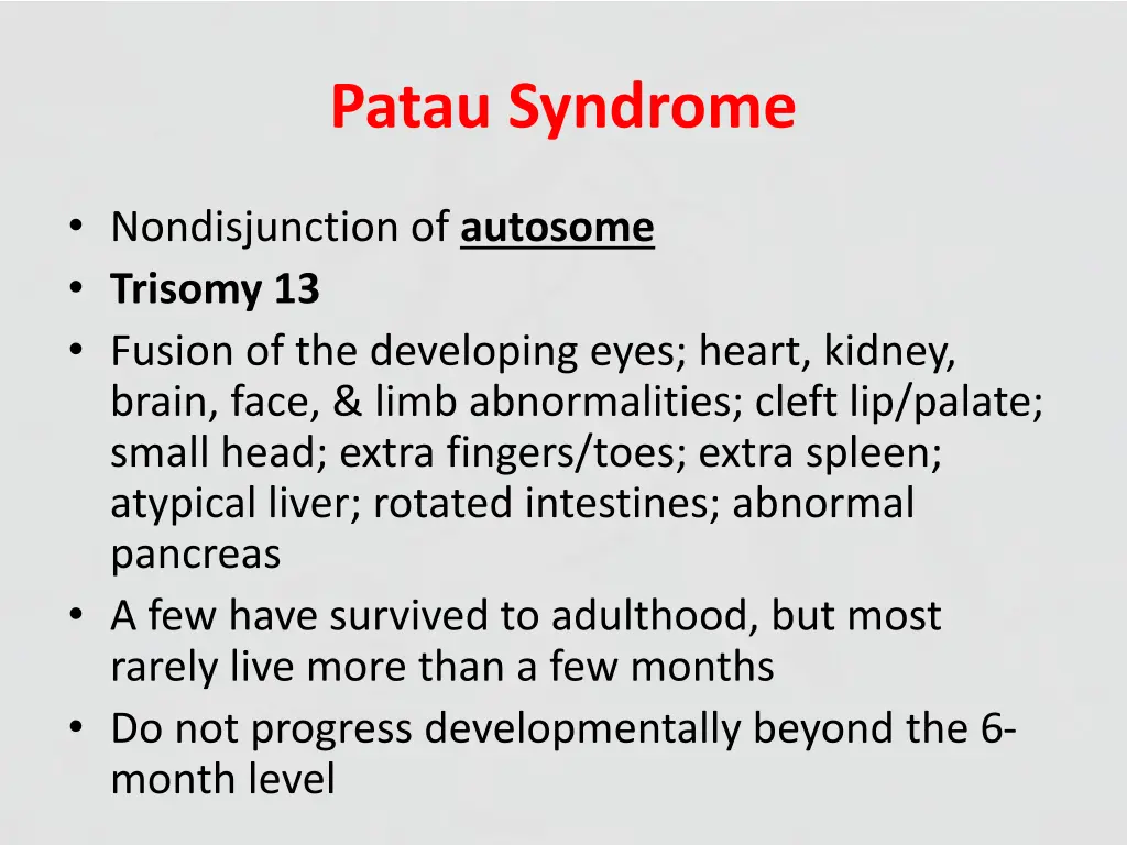 patau syndrome