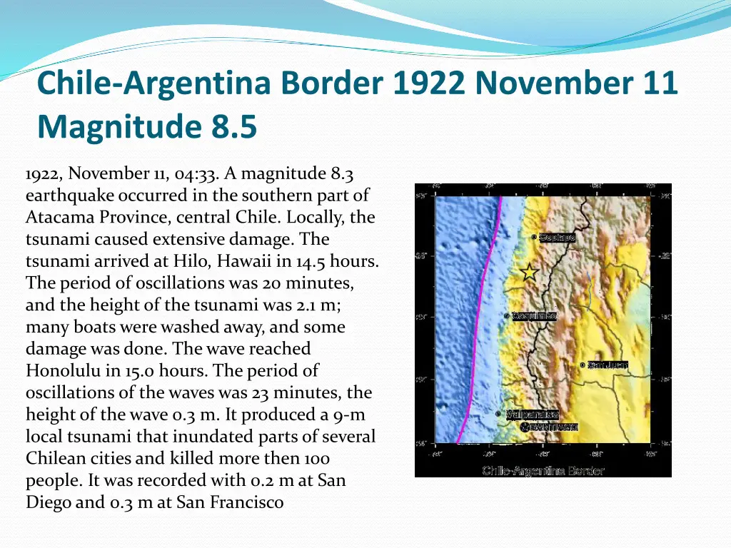 chile argentina border 1922 november 11 magnitude