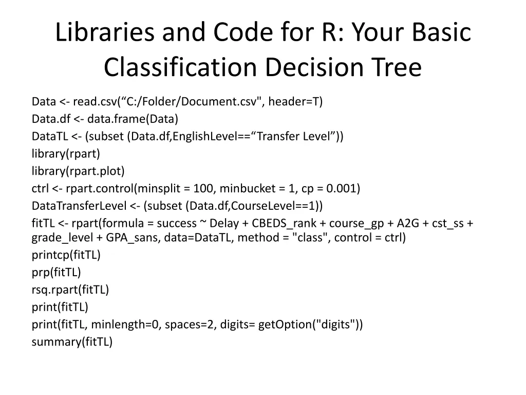 libraries and code for r your basic