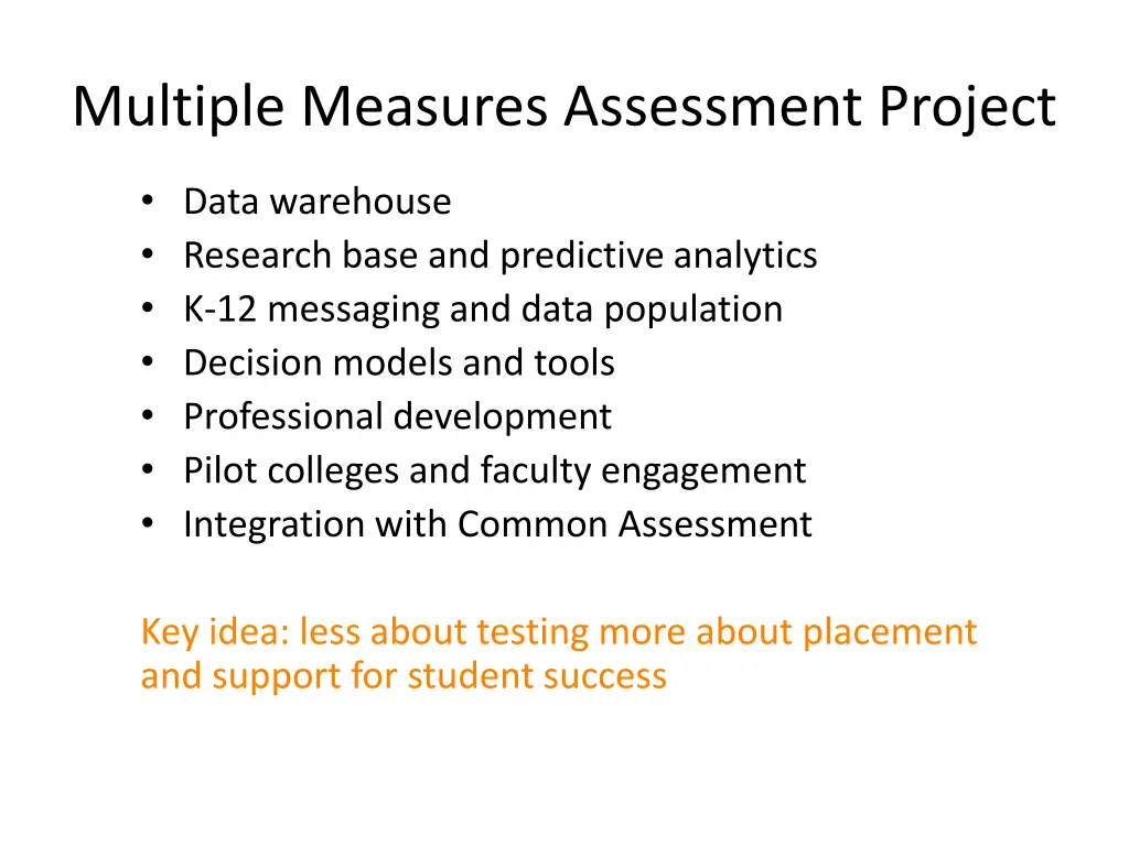 multiple measures assessment project