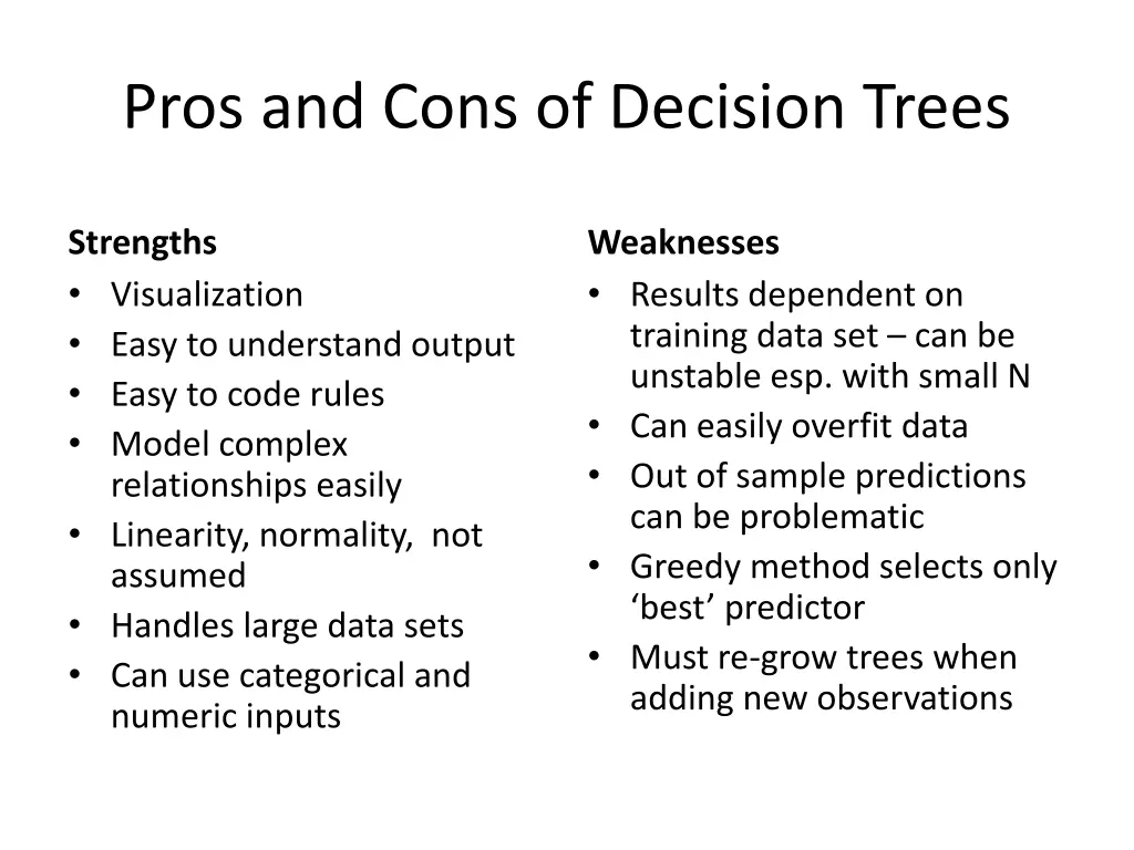 pros and cons of decision trees