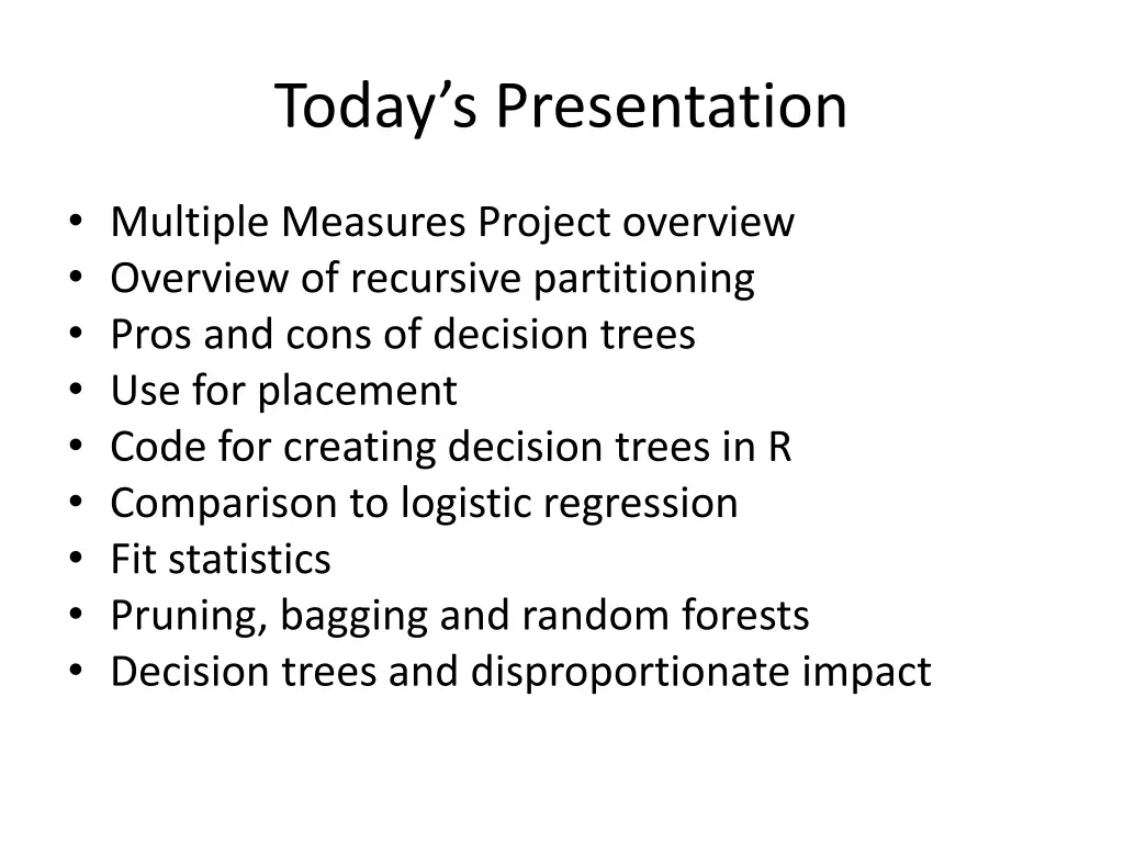today s presentation