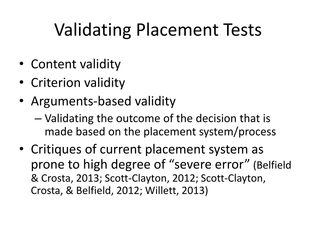 validating placement tests