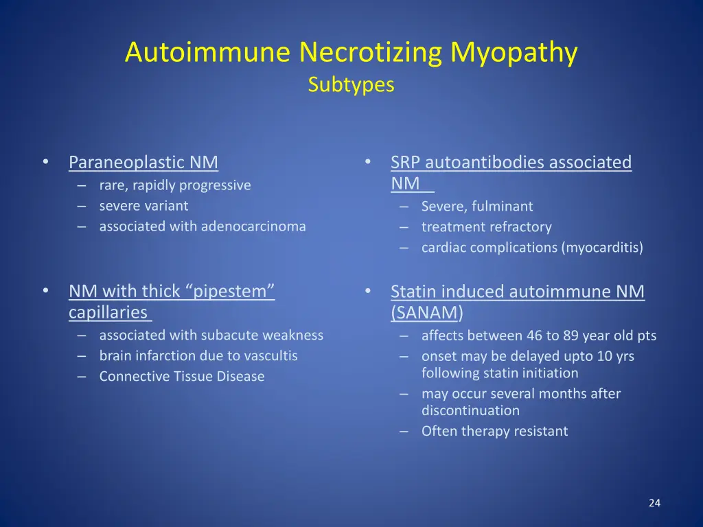 autoimmune necrotizing myopathy subtypes