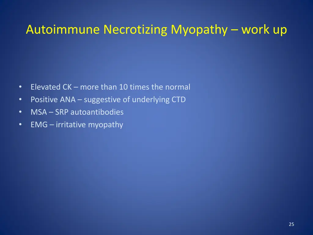 autoimmune necrotizing myopathy work up