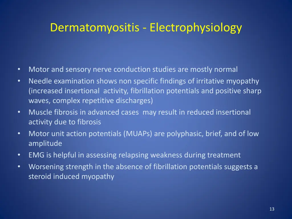 dermatomyositis electrophysiology