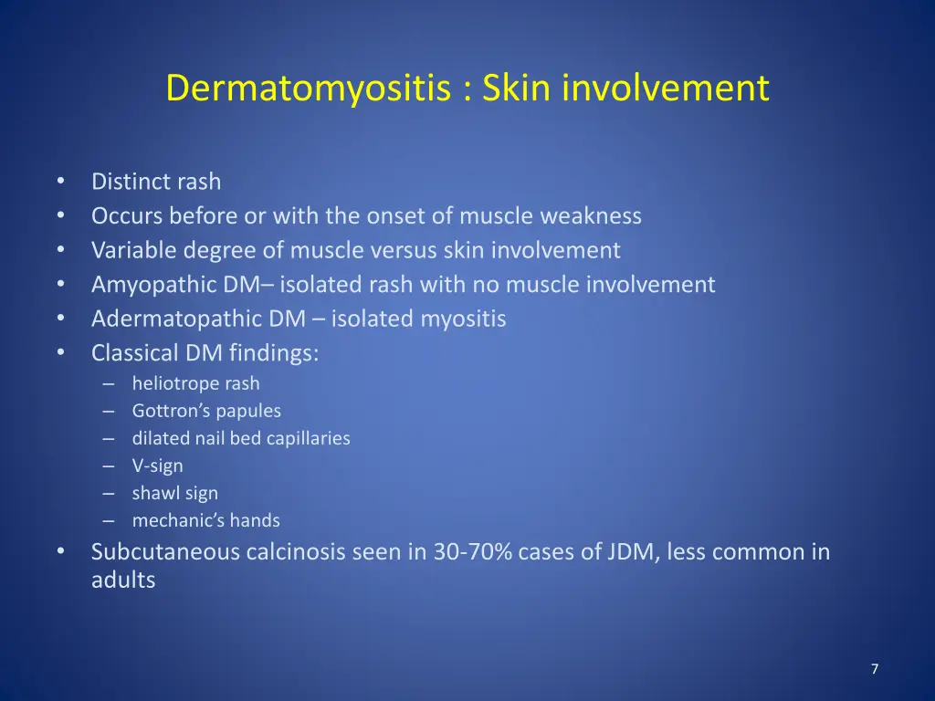 dermatomyositis skin involvement