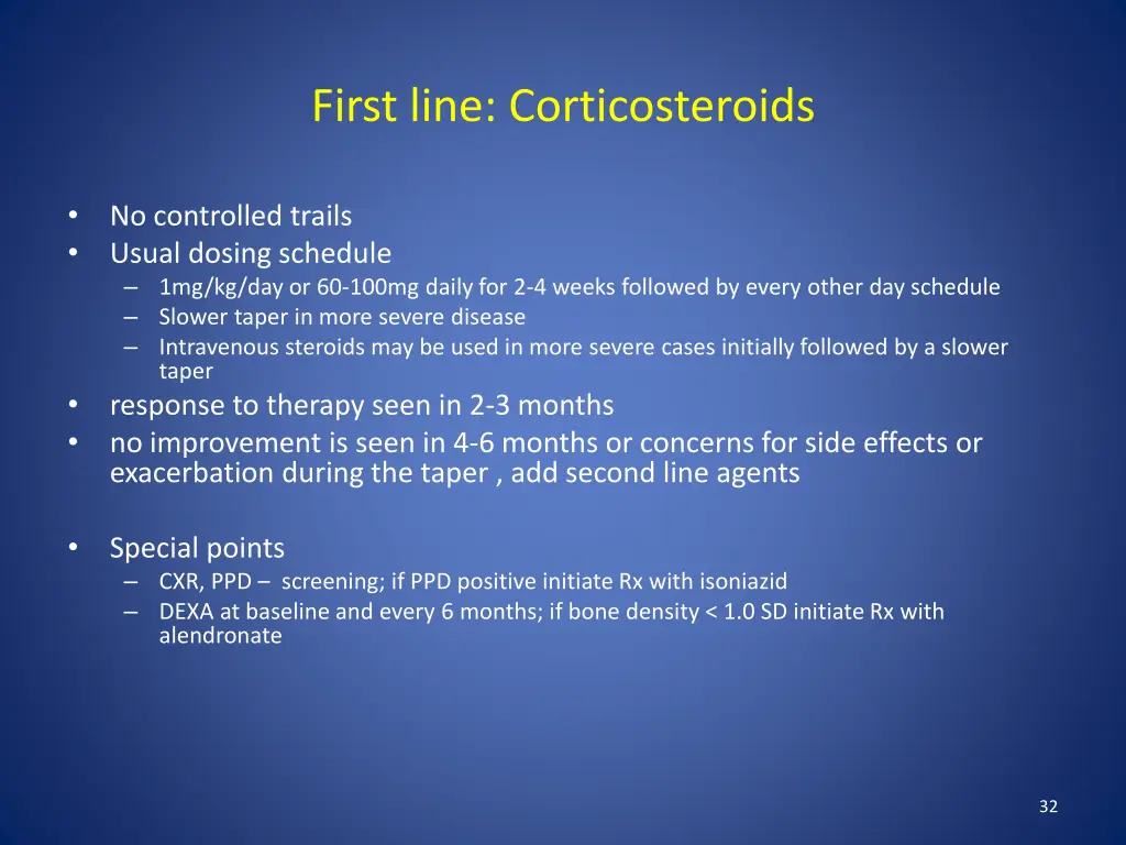 first line corticosteroids