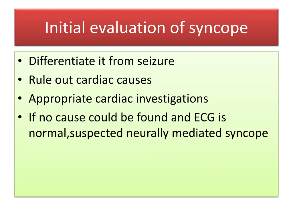 initial evaluation of syncope