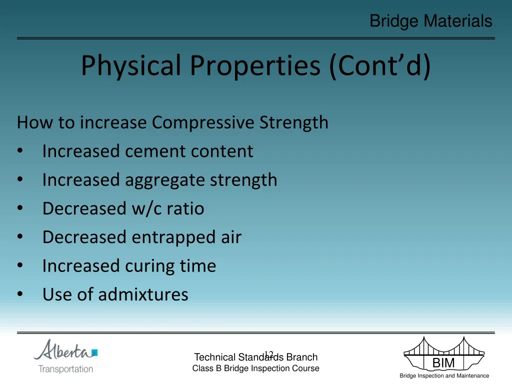 bridge materials 12