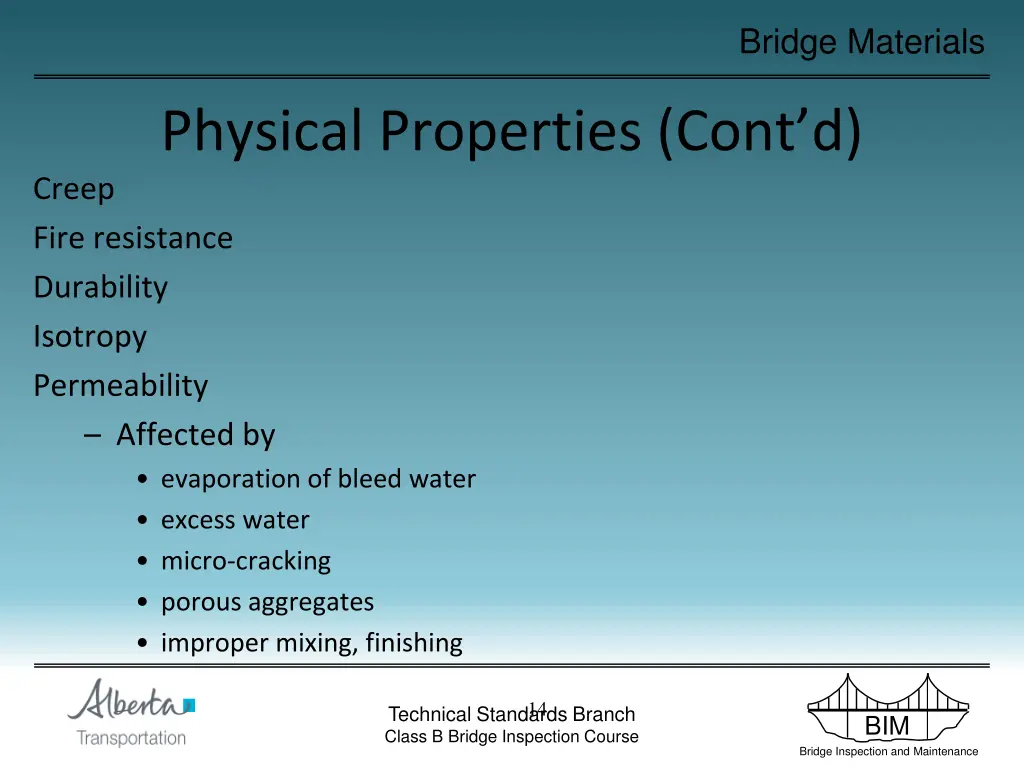 bridge materials 14