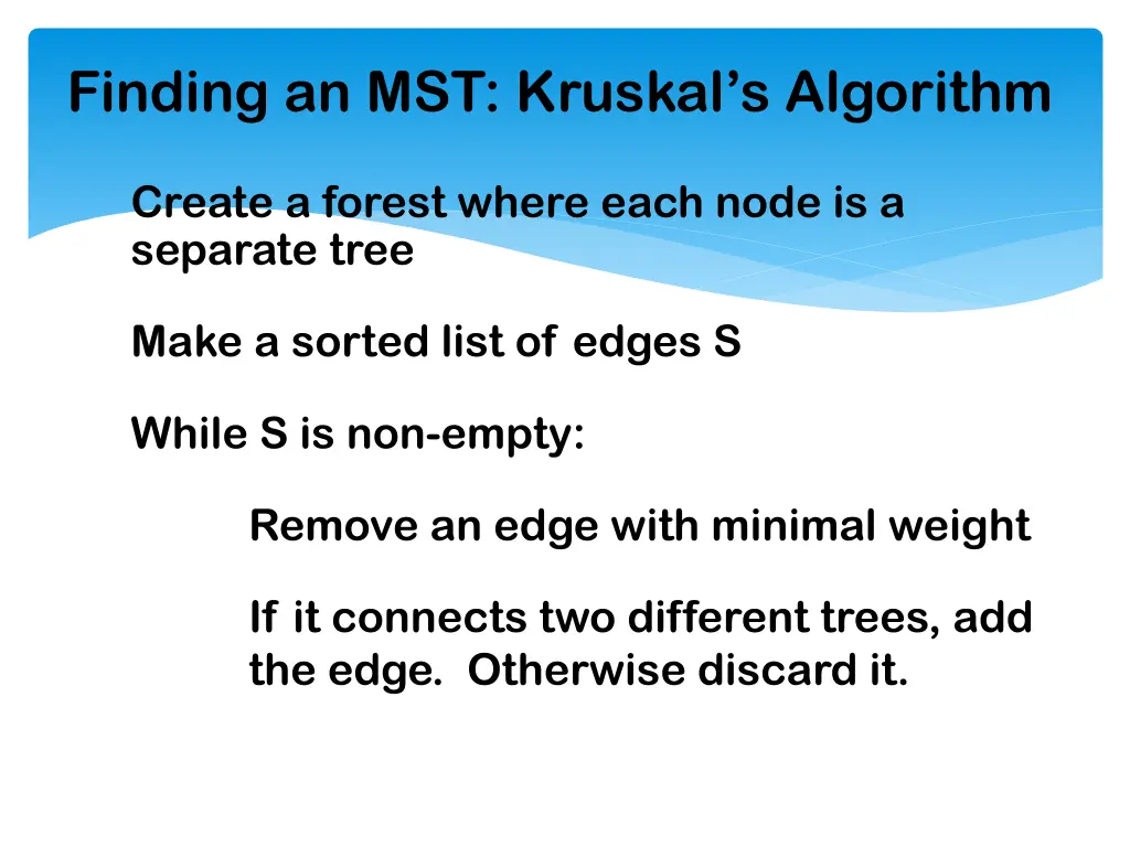 finding an mst kruskal s algorithm