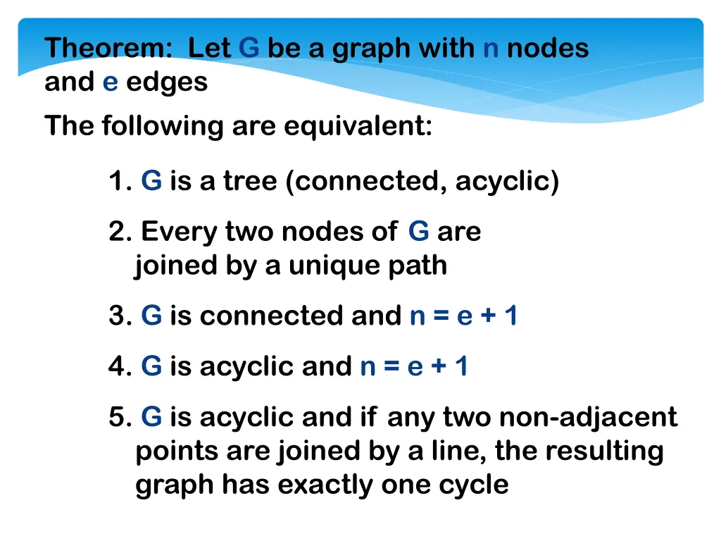theorem let g be a graph with n nodes and e edges